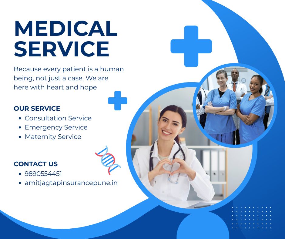 blue and white modern medical service facebook post