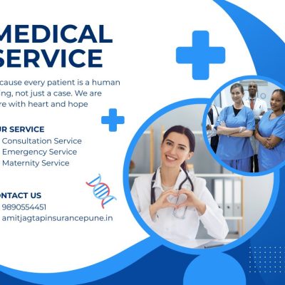 blue and white modern medical service facebook post