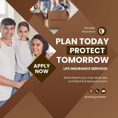 white and brown modern life insurance services instagram post
